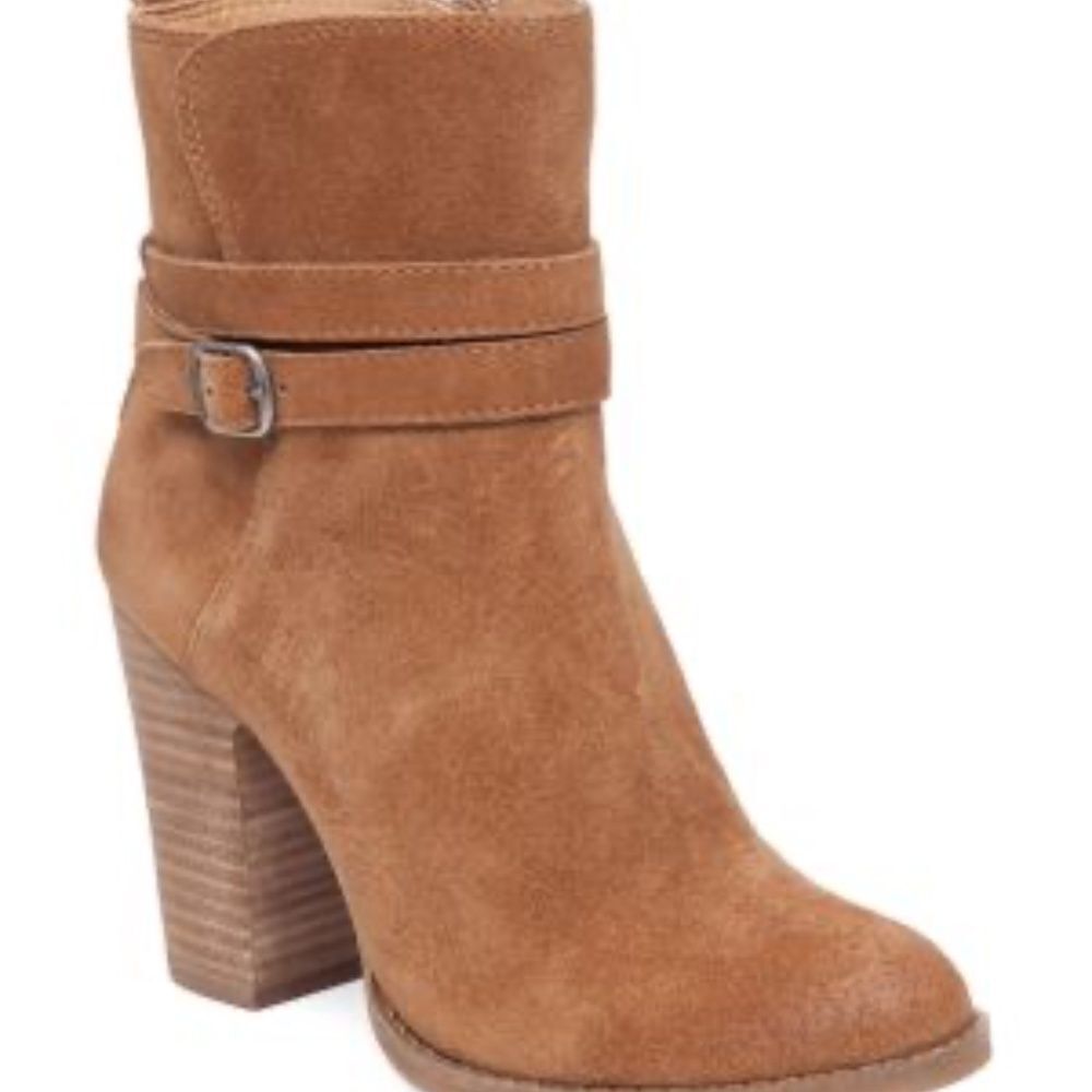 Lucky Brand LaTanya Tan Suede‎ Booties Sz 5.5